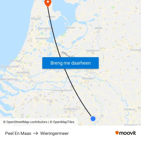 Peel En Maas to Wieringermeer map