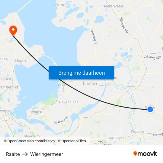 Raalte to Wieringermeer map