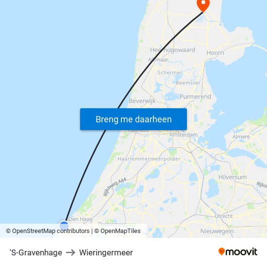 'S-Gravenhage to Wieringermeer map