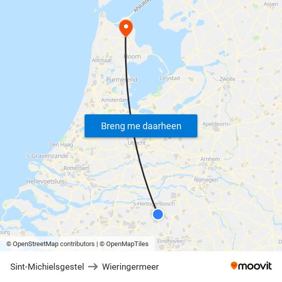 Sint-Michielsgestel to Wieringermeer map