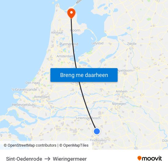 Sint-Oedenrode to Wieringermeer map