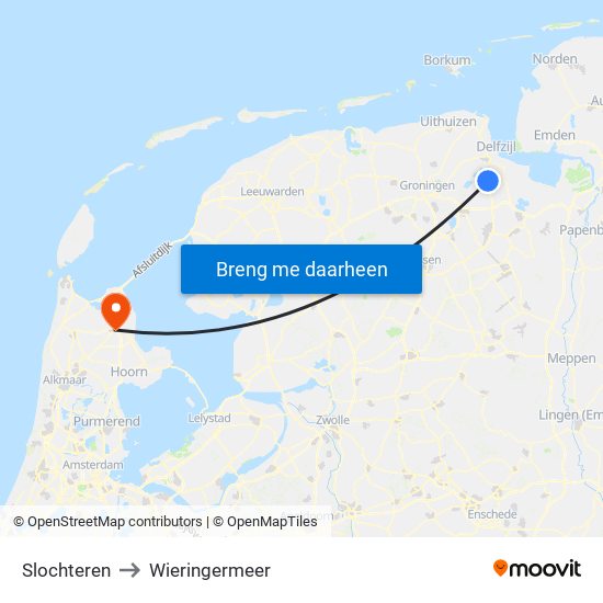Slochteren to Wieringermeer map