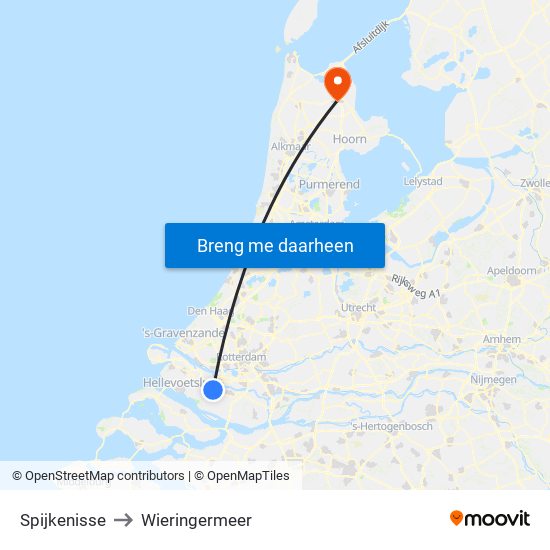 Spijkenisse to Wieringermeer map