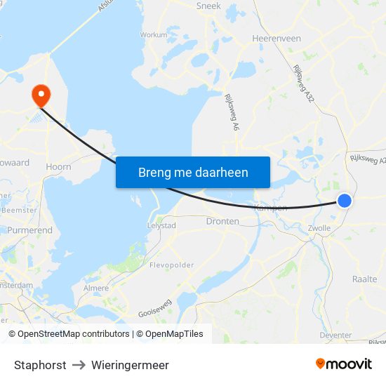 Staphorst to Wieringermeer map