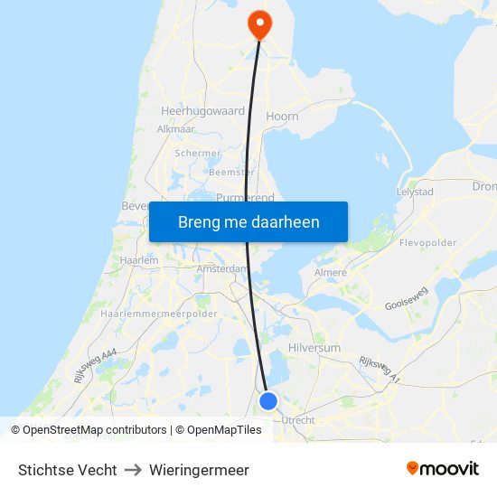 Stichtse Vecht to Wieringermeer map