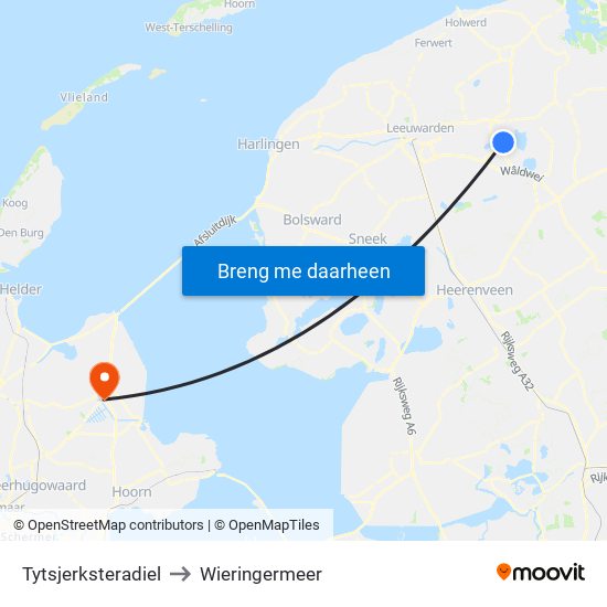 Tytsjerksteradiel to Wieringermeer map