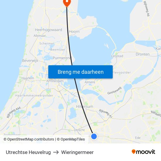 Utrechtse Heuvelrug to Wieringermeer map