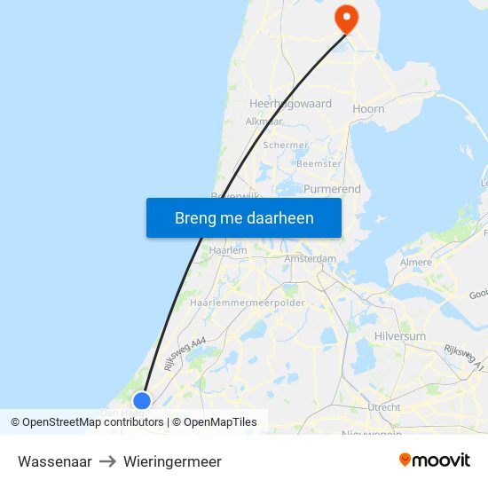 Wassenaar to Wieringermeer map