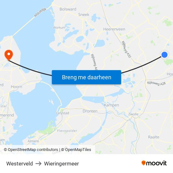 Westerveld to Wieringermeer map