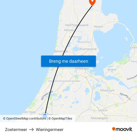 Zoetermeer to Wieringermeer map