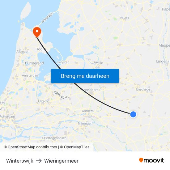 Winterswijk to Wieringermeer map