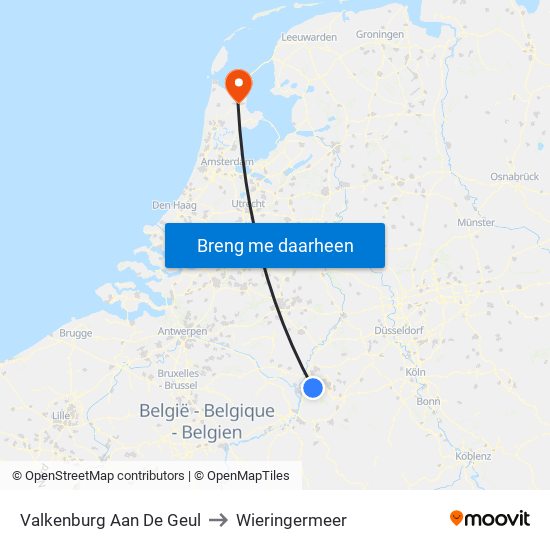 Valkenburg Aan De Geul to Wieringermeer map