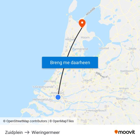 Zuidplein to Wieringermeer map