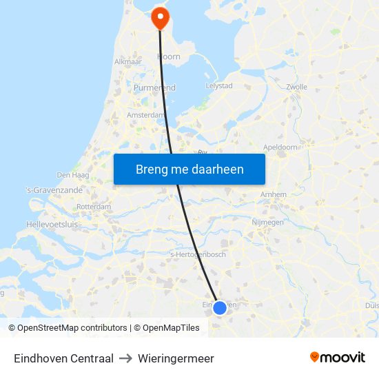 Eindhoven Centraal to Wieringermeer map