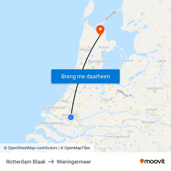 Rotterdam Blaak to Wieringermeer map