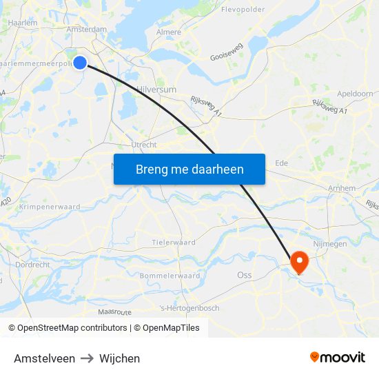 Amstelveen to Wijchen map