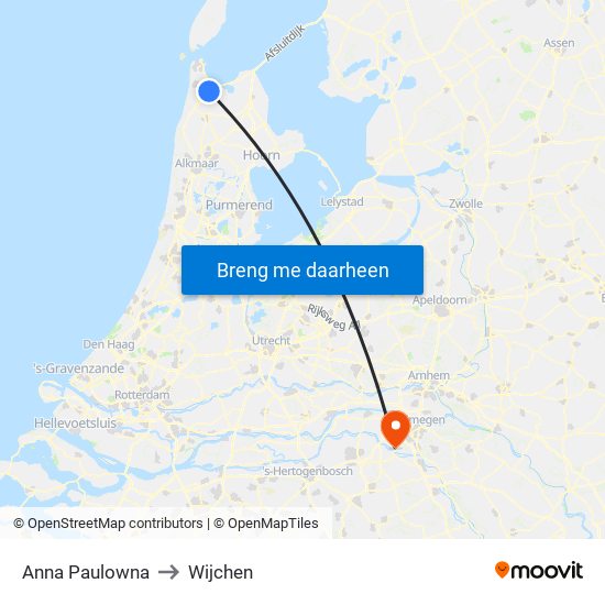 Anna Paulowna to Wijchen map