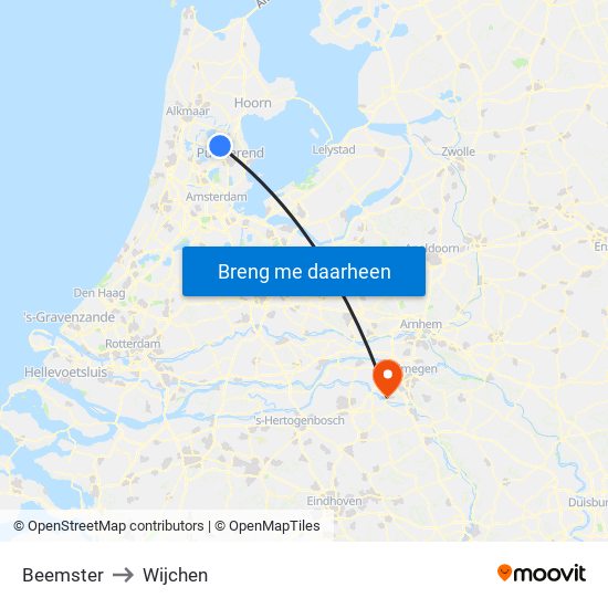 Beemster to Wijchen map
