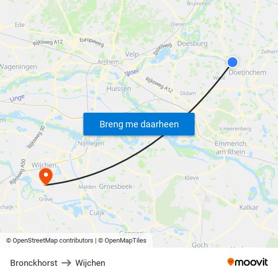 Bronckhorst to Wijchen map