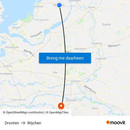 Dronten to Wijchen map
