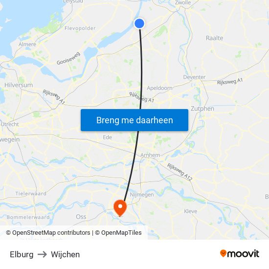 Elburg to Wijchen map