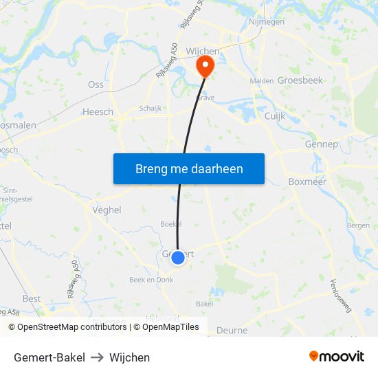 Gemert-Bakel to Wijchen map