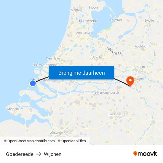 Goedereede to Wijchen map