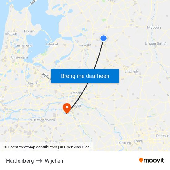 Hardenberg to Wijchen map