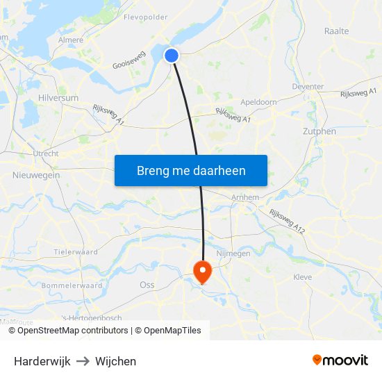 Harderwijk to Wijchen map