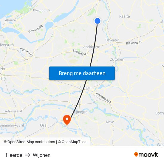 Heerde to Wijchen map