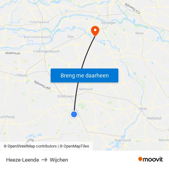 Heeze-Leende to Wijchen map