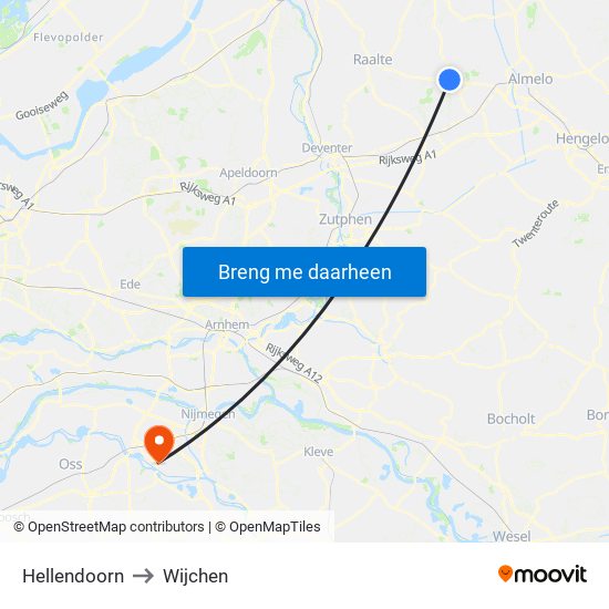 Hellendoorn to Wijchen map