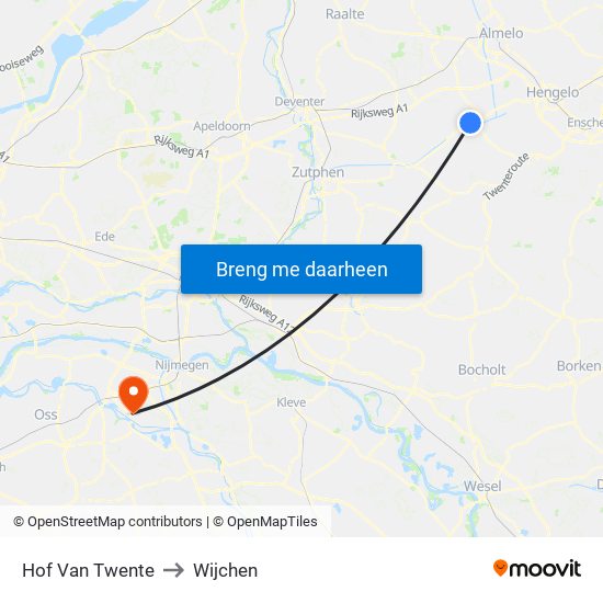 Hof Van Twente to Wijchen map