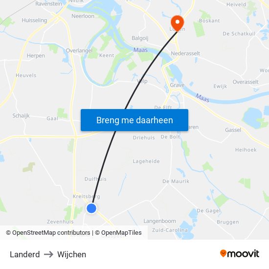 Landerd to Wijchen map