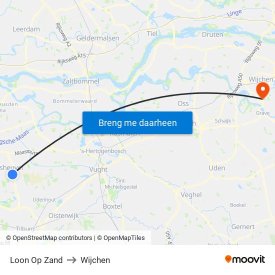 Loon Op Zand to Wijchen map