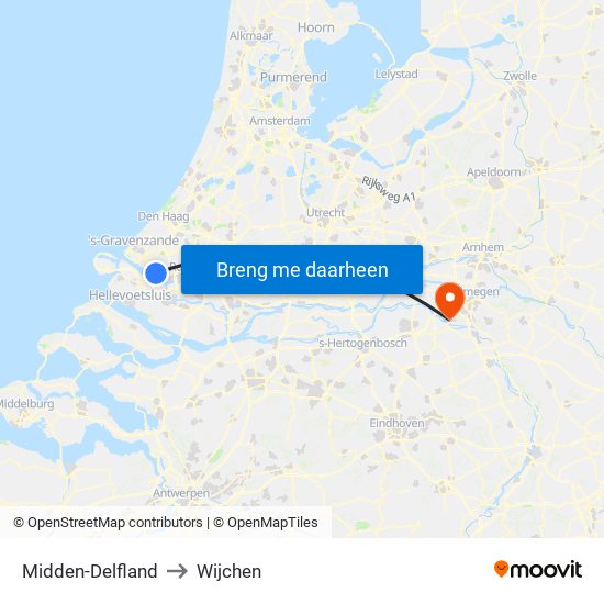 Midden-Delfland to Wijchen map