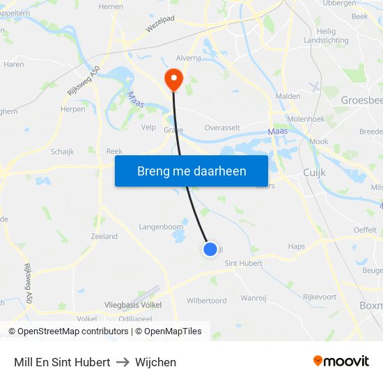 Mill En Sint Hubert to Wijchen map