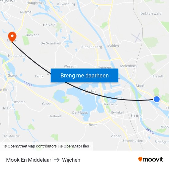 Mook En Middelaar to Wijchen map