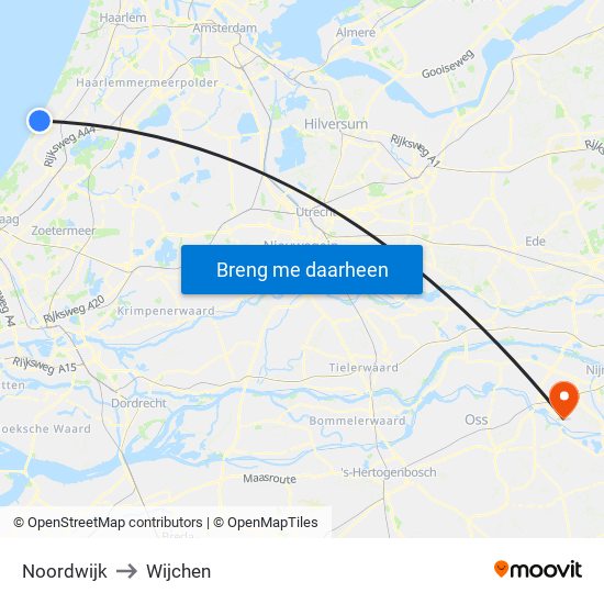 Noordwijk to Wijchen map