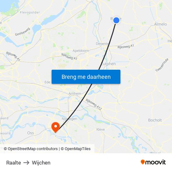 Raalte to Wijchen map