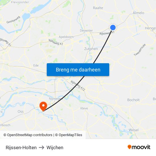 Rijssen-Holten to Wijchen map
