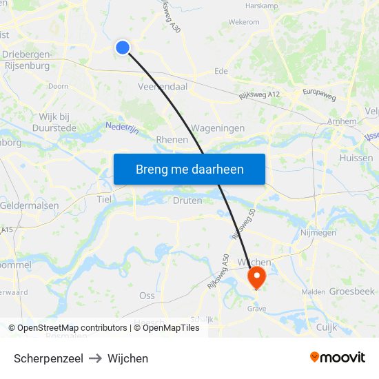 Scherpenzeel to Wijchen map