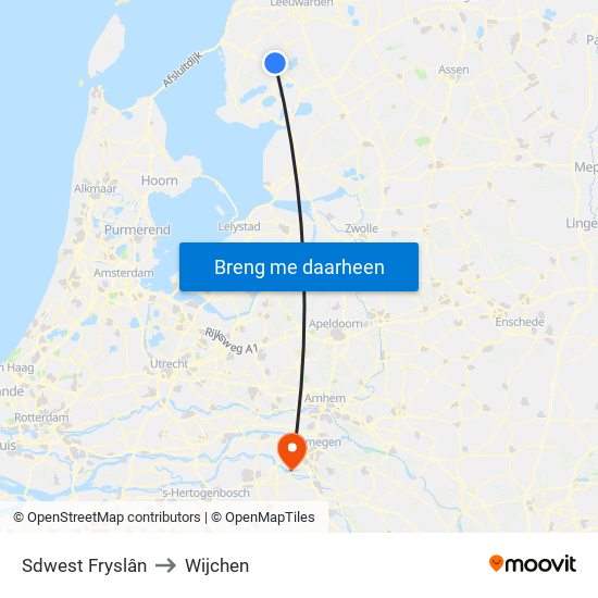 Sdwest Fryslân to Wijchen map