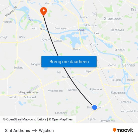Sint Anthonis to Wijchen map