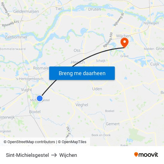 Sint-Michielsgestel to Wijchen map