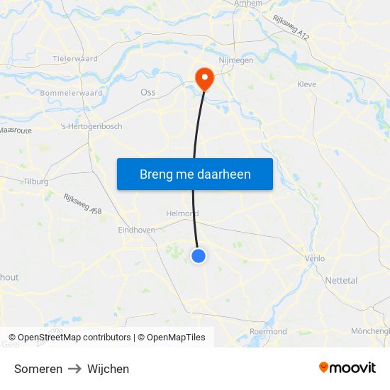 Someren to Wijchen map