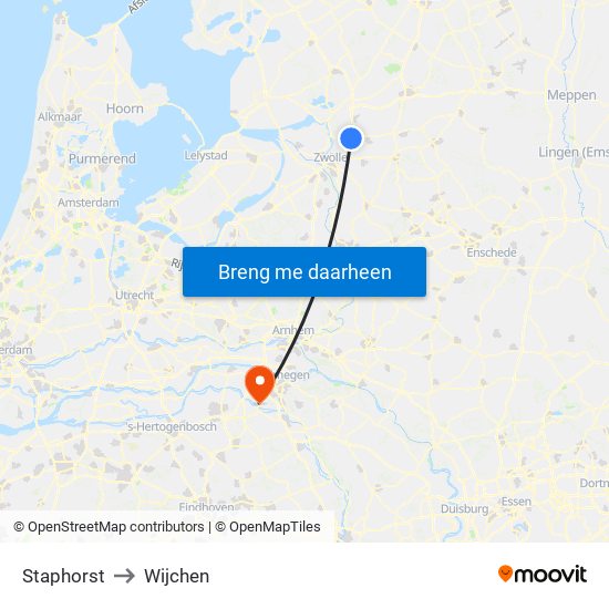 Staphorst to Wijchen map
