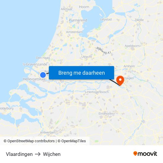 Vlaardingen to Wijchen map