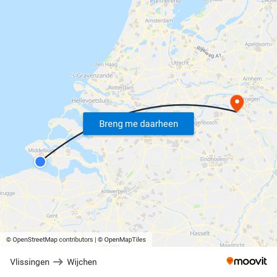 Vlissingen to Wijchen map