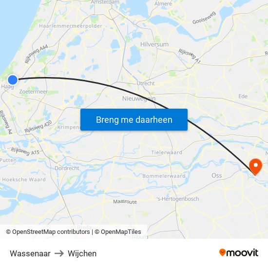 Wassenaar to Wijchen map